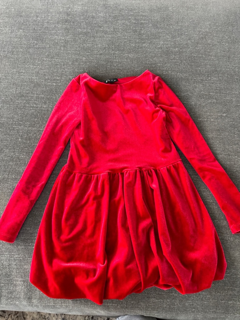 art class Red Velvet Long-Sleeve Party Dress for Girls